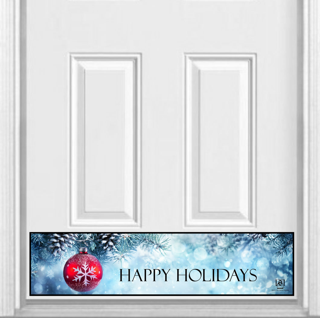 Happy Holidays Winter Blue Magnetic Kick Plate for Steel Door, 8