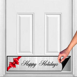 Door Kick Plate - Magnet - “Happy Holidays Bow” Holiday Themed - UV Printed - Multiple Sizes