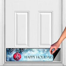 Load image into Gallery viewer, Door Kick Plate - Rubber Magnet - “Happy Holidays Winter Blue” Holiday Themed - UV Printed - Multiple Sizes
