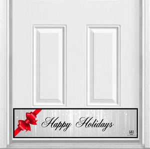 Happy Holidays Bow Magnetic Kick Plate for Steel Door, 8" x 34" and 6" x 30" Size Options
