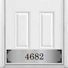 Load image into Gallery viewer, Door Kick Plate - Magnet – Personalized “Midcentury Modern” Home Address- UV Printed - Multiple Faux Metal Finishes &amp; Sizes
