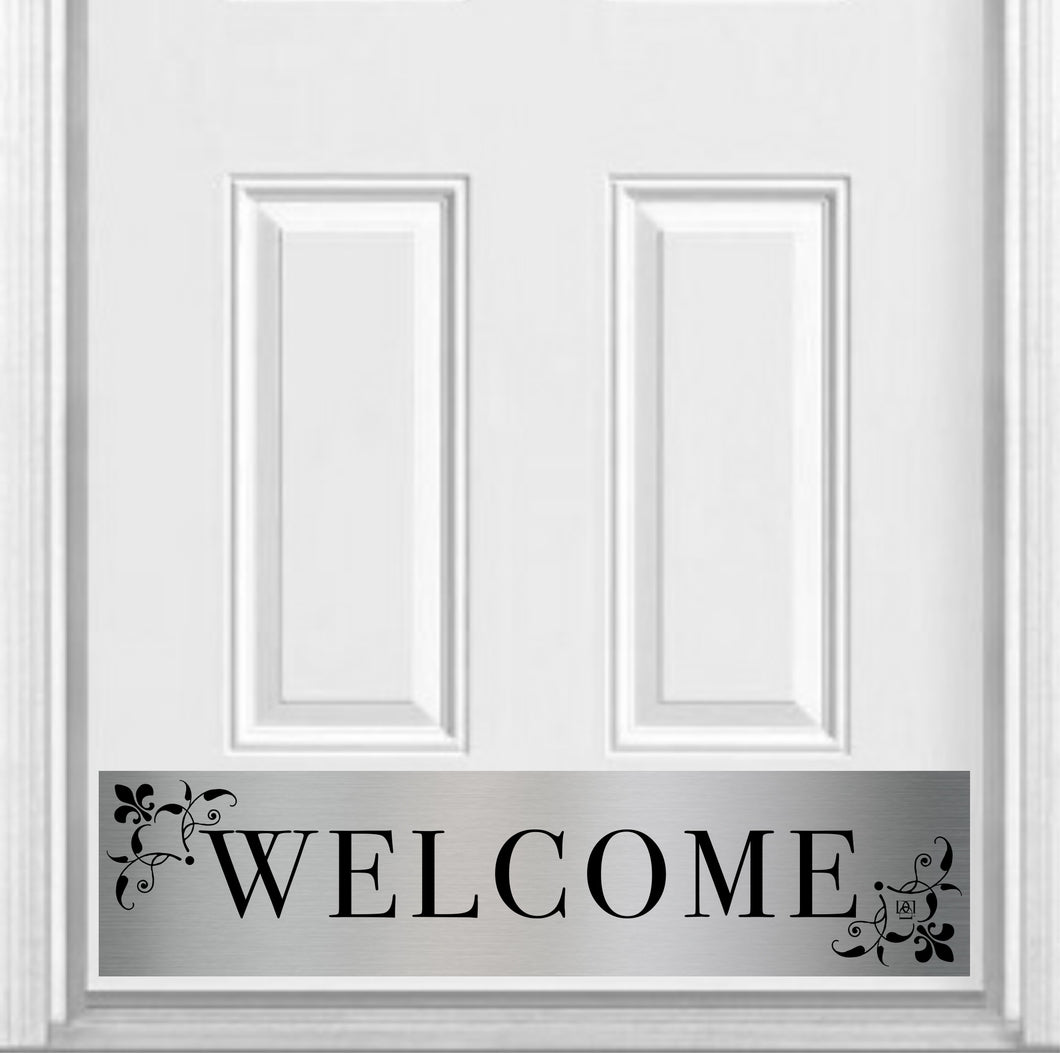 Door Kick Plate - Magnet - “Johnson’s Welcome” - UV Printed - Multiple Faux Metal Finishes & Sizes