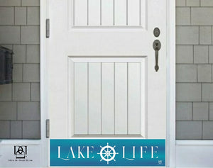 Door Kick Plate - Magnet - “Lake Life” Ship Wheel - UV Printed - Multiple Sizes