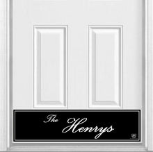 Load image into Gallery viewer, Door Kick Plate - Magnet - Personalized “Surname” (Script) - UV Printed - Multiple Faux Metal Finishes &amp; Sizes
