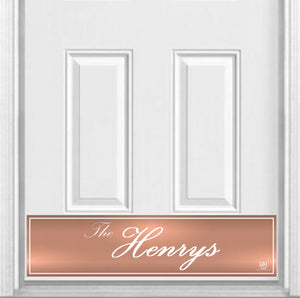 Door Kick Plate - Magnet - Personalized “Surname” (Script) - UV Printed - Multiple Faux Metal Finishes & Sizes