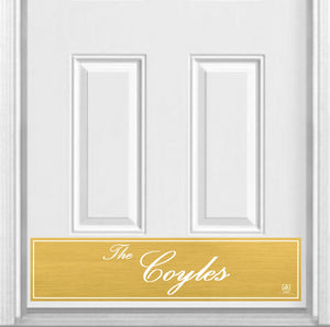 Door Kick Plate - Magnet - Personalized “Surname” (Script) - UV Printed - Multiple Faux Metal Finishes & Sizes