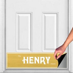 Door Kick Plate - Magnet - Personalized “Surname” (Bold) - UV Printed - Multiple Faux Metal Finishes & Sizes