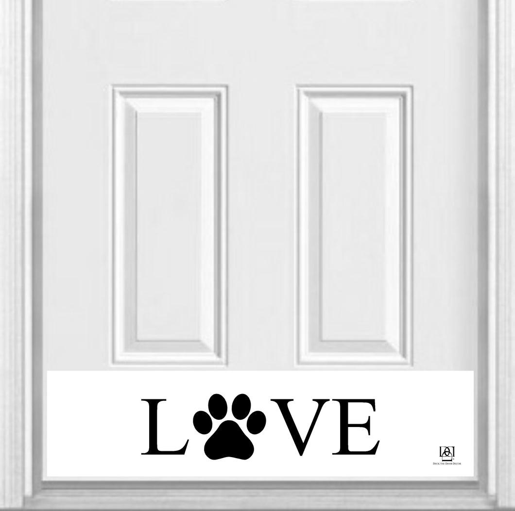 Door Kick Plate - Magnet - “LOVE Paw Print”- UV Printed - Multiple Sizes & Color Options