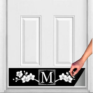 Door Kick Plate - Magnet – Personalized “Magnolia” Monogram- UV Printed - Multiple Faux Metal Finishes & Sizes