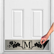 Load image into Gallery viewer, Door Kick Plate - Magnet – Personalized “Magnolia” Monogram- UV Printed - Multiple Faux Metal Finishes &amp; Sizes
