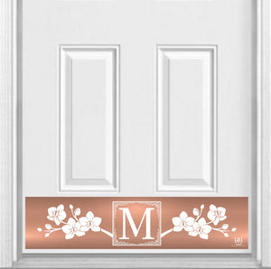 Door Kick Plate - Magnet – Personalized “Magnolia” Monogram- UV Printed - Multiple Faux Metal Finishes & Sizes