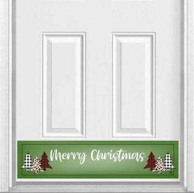 Merry Christmas Plaid Trees Magnetic Kick Plate for Steel Door, 8