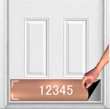 Load image into Gallery viewer, Custom Home Address Numbers Magnetic Door Sign Kick Plate Rose Gold Metallic Finish 
