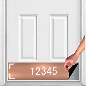Custom Home Address Numbers Magnetic Door Sign Kick Plate Rose Gold Metallic Finish 