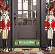Load image into Gallery viewer, Door Kick Plate - Magnet - “Merry Christmas Plaid Trees” Holiday Themed - UV Printed - Multiple Sizes
