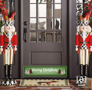 Door Kick Plate - Magnet - “Merry Christmas Plaid Trees” Holiday Themed - UV Printed - Multiple Sizes