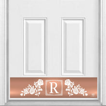 Load image into Gallery viewer, Door Kick Plate - Magnet - Personalized “Rose” Monogram- UV Printed - Multiple Faux Metal Finishes &amp; Sizes
