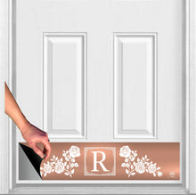 Load image into Gallery viewer, Door Kick Plate - Magnet - Personalized “Rose” Monogram- UV Printed - Multiple Faux Metal Finishes &amp; Sizes
