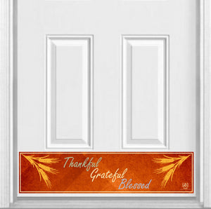 Thankful, Grateful, Blessed Magnetic Kick Plate for Steel Door, 8" x 34" and 6" x 30" Size Options