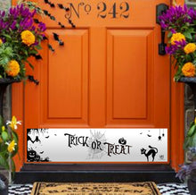 Load image into Gallery viewer, Door Kick Plate - Magnet - “Trick-or-Treat” (Black &amp; White) Halloween Themed - UV Printed - Multiple Sizes
