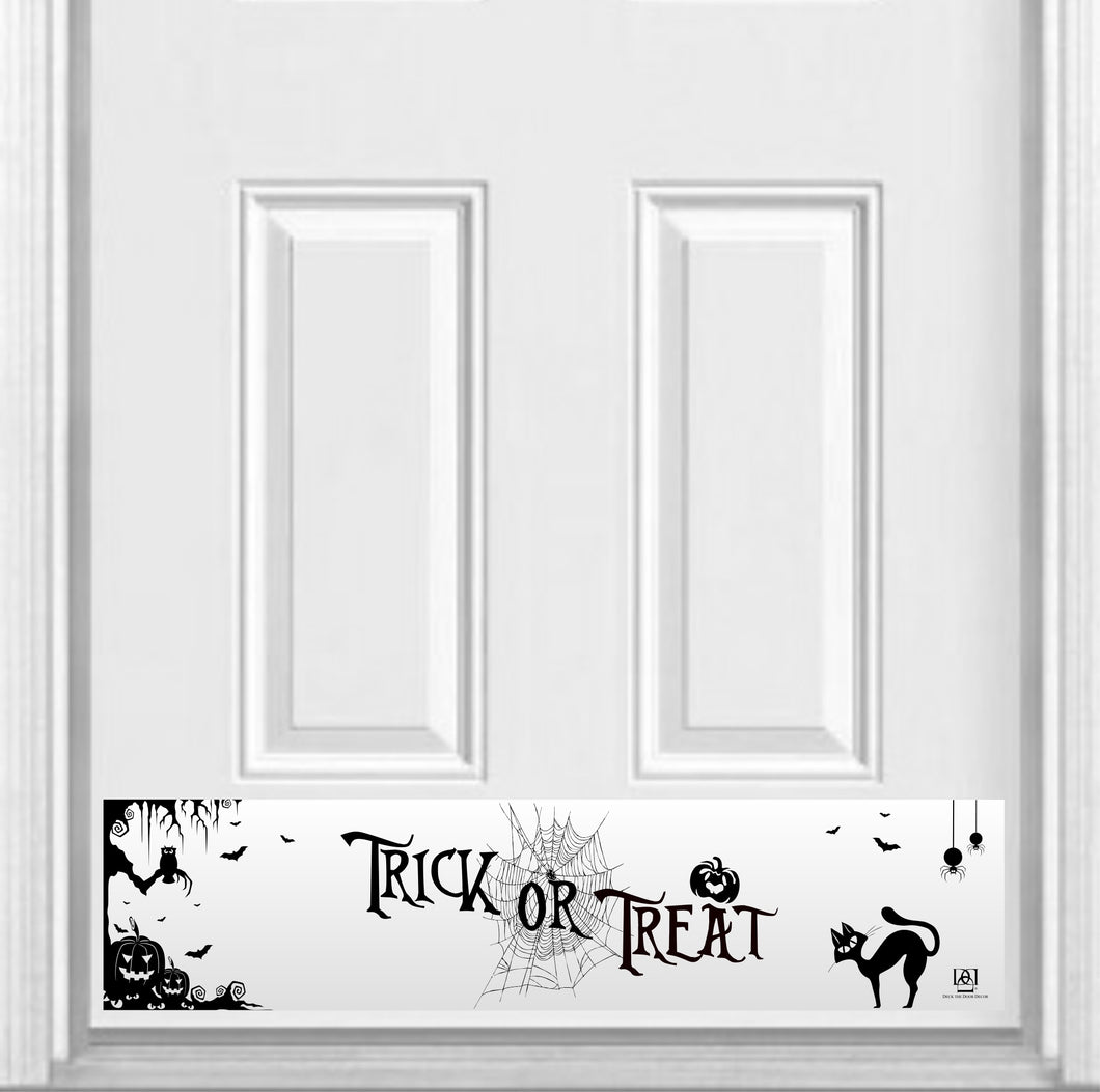 Door Kick Plate - Magnet - “Trick-or-Treat” (Black & White) Halloween Themed - UV Printed - Multiple Sizes