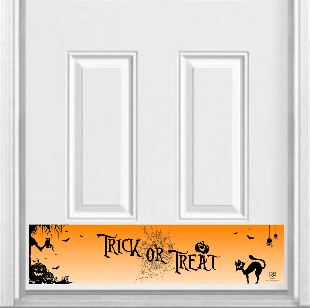 Door Kick Plate - Magnet - “Trick-or-Treat” (Orange) Halloween Themed - UV Printed - Multiple Sizes