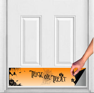 Door Kick Plate - Magnet - “Trick-or-Treat” (Orange) Halloween Themed - UV Printed - Multiple Sizes