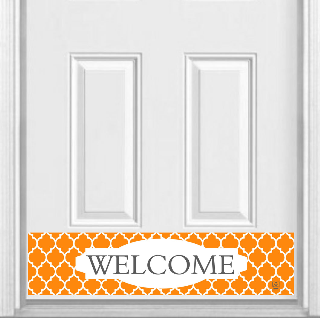 Door Kick Plate - Magnet - “Orange Moroccan Welcome”- UV Printed - Multiple Sizes & Designs